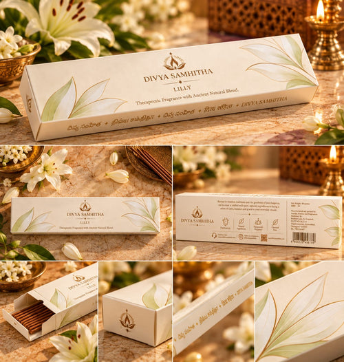 Divya Samhitha Lilly Incense Sticks (80g) – Charcoal-Free Panchagavya Agarbatti