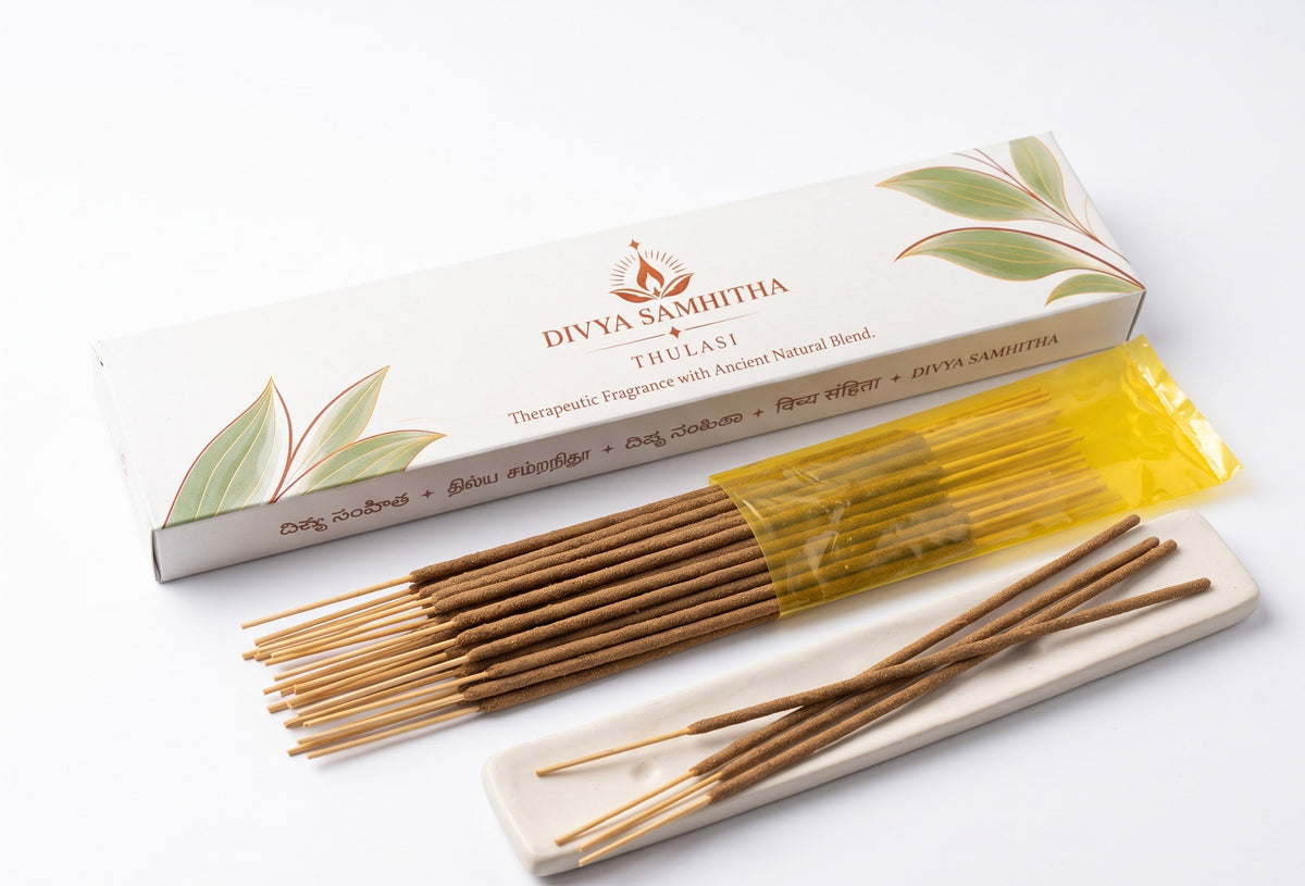 Divya Samhitha Sacred Tulasi Agarbatti (80g) – Charcoal-Free Panchagavya Agarbatti