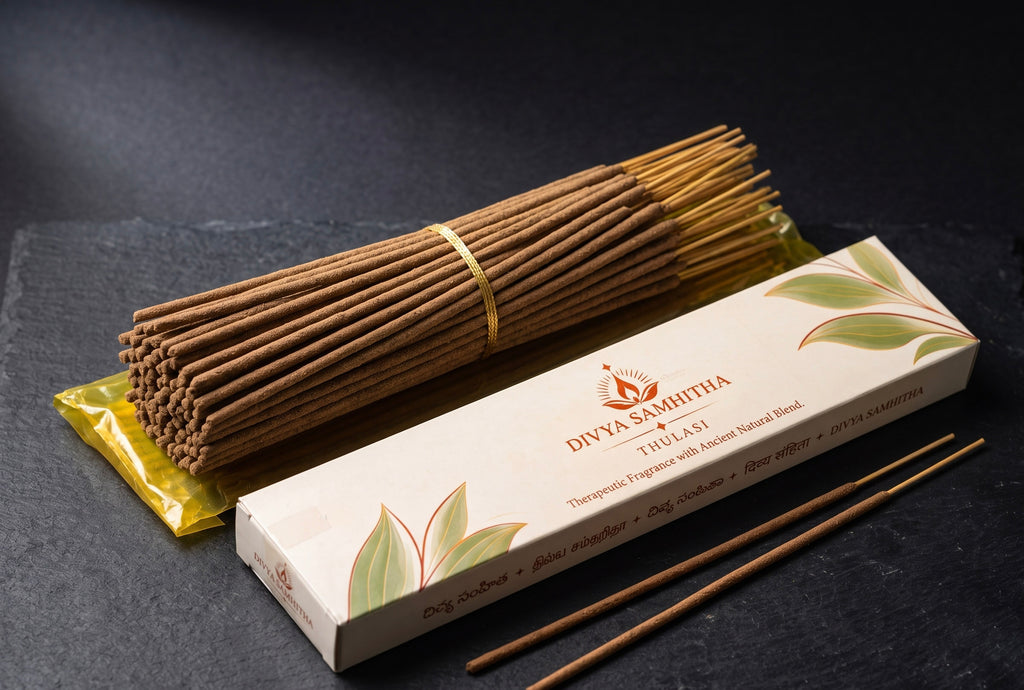 Divya Samhitha Sacred Tulasi Agarbatti (80g) – Charcoal-Free Panchagavya Agarbatti