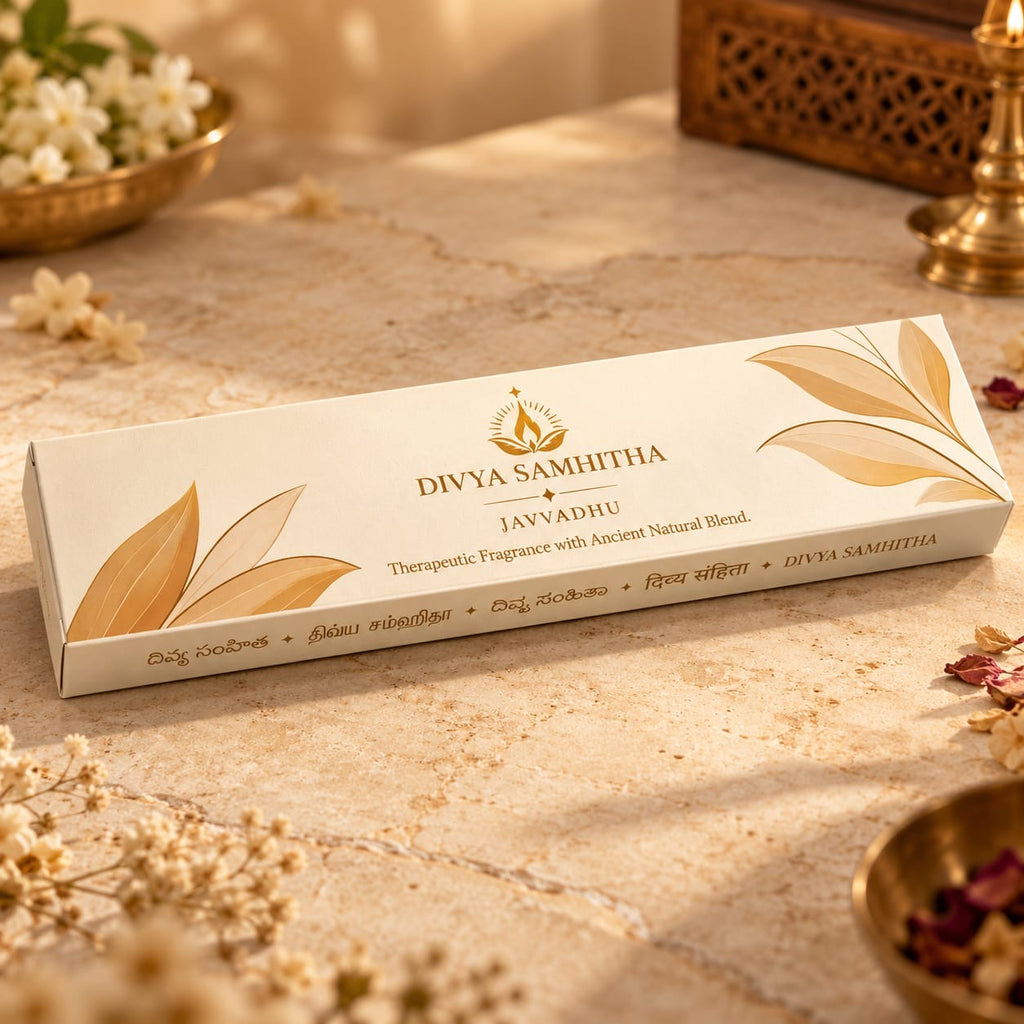 Divya Samhitha Javvadhu Incense Sticks (80g) – Charcoal-Free Panchagavya Agarbatti